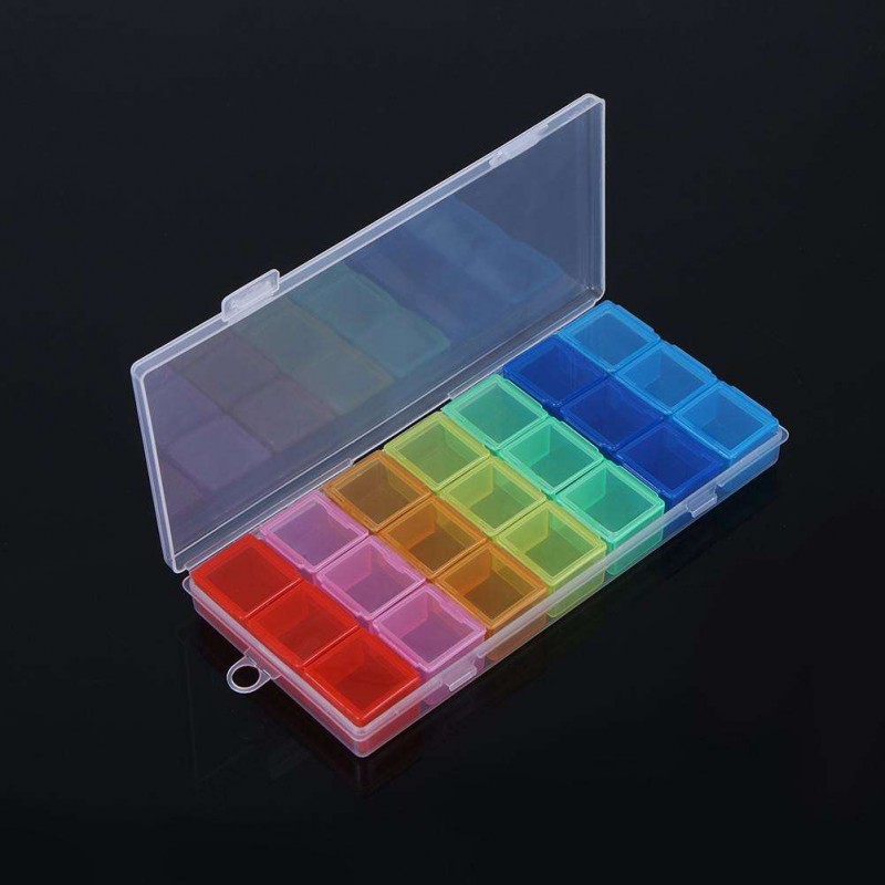 Plastic 21 Slots Portable Jewelry Storage Box Detachable Craft Organizer