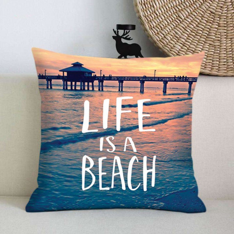 Sea Printing Pillowcase Sofa Throw Pillowslip Cover Car Cushion Case(C)