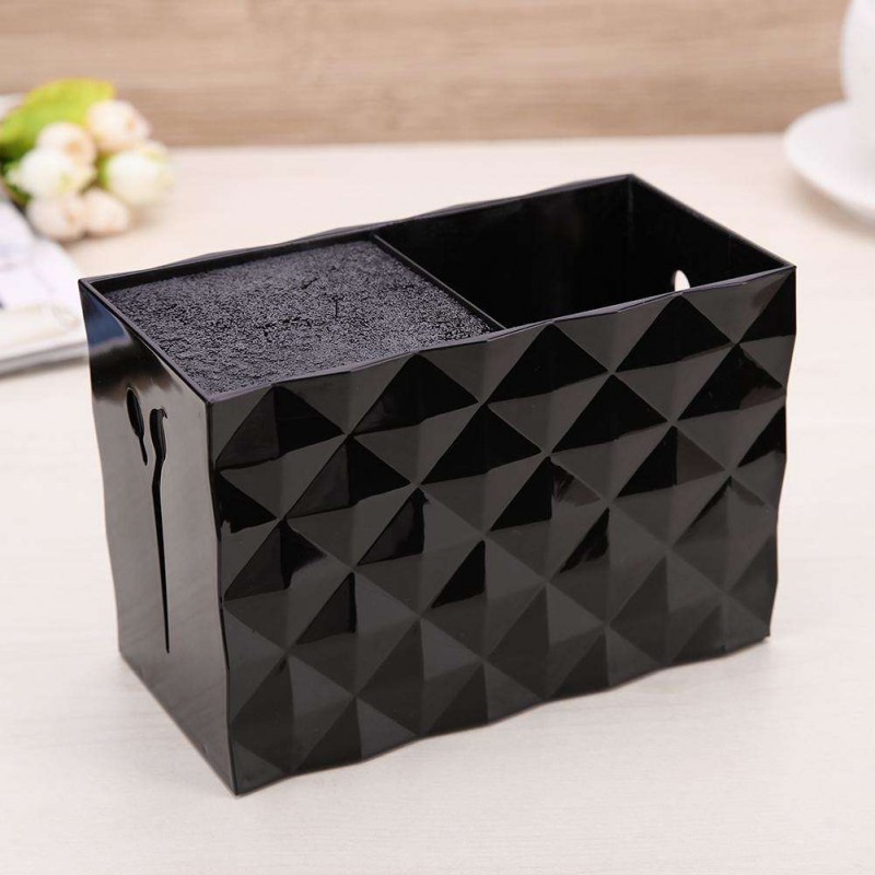 Non Slip Socket Hair Scissor Comb Hair Clips Storage Box Stand Case(Black)