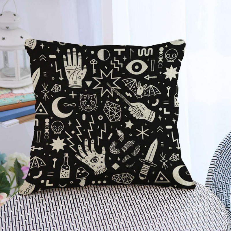 Starry Moon Linen Throw Pillow Case Waist Rest Cushion Cover Home Decor(A)