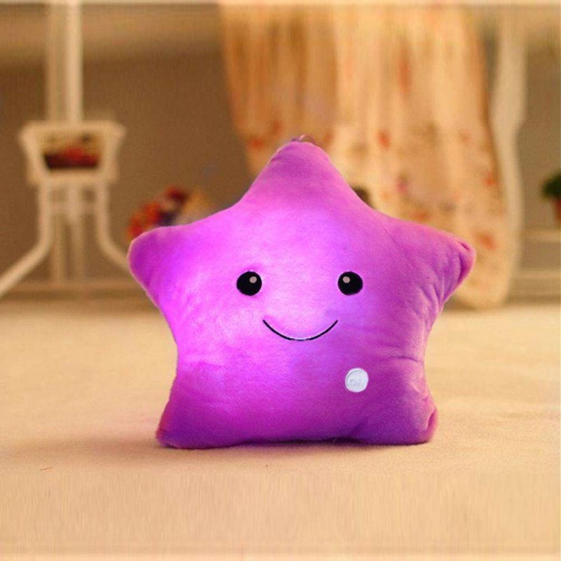 Small Colorful Stars Luminous Led Light Plush Pillow Toy No Battery(Purple)