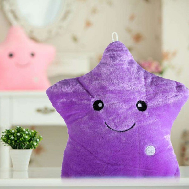 Small Colorful Stars Luminous Led Light Plush Pillow Toy No Battery(Purple)