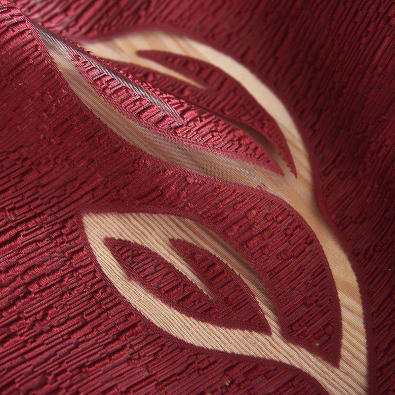 Leaves Embroidered Hollowing Out Yarn Curtain Window Screen(Wine Red)