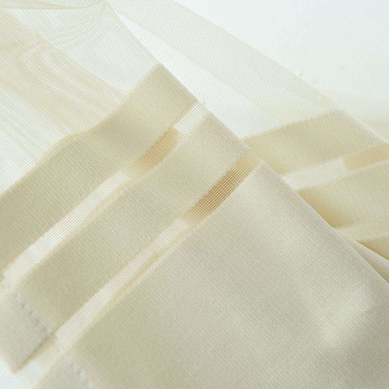 Wide Strip Curtain Tulle Window Screening for Living Room Shading(Beige)