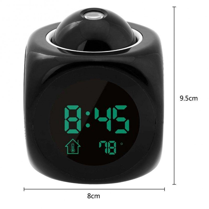 Digital LCD Display Colorful Voice Projection Wake Up Alarm Clock(Black)