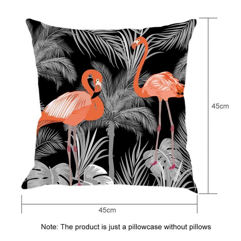 Bird Printing Breathable Linen Pillowcase Sofa Waist Cushion Pillow Cover(3