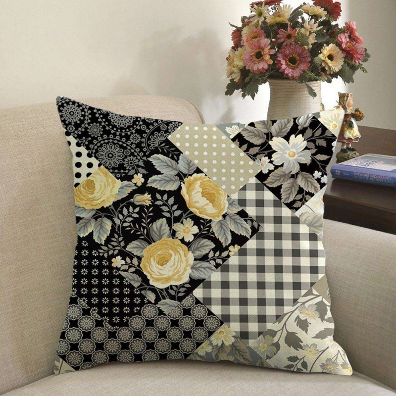 Flowers Print Breathable Moisture Absorption Pillowcase Cushion Cover(A)