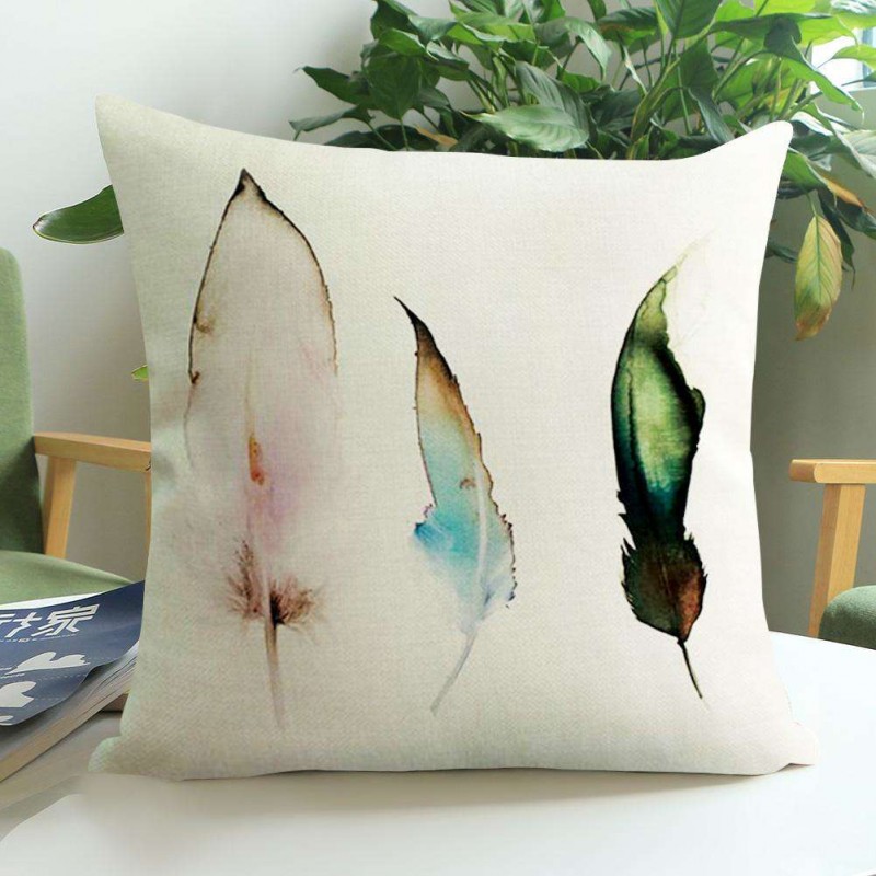 Vintage Cotton Flax Cushion Cover Feather Linen Pillow Case Sofa Decor(1)