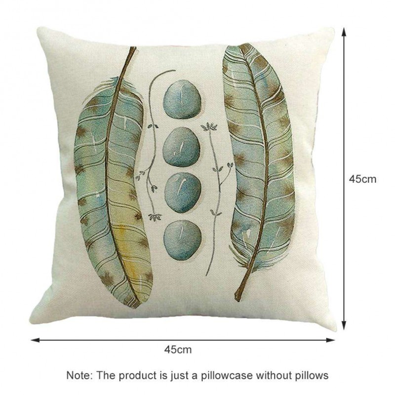 Feather Vintage Cotton Flax Cushion Cover Linen Pillow Case Sofa Decor(1)