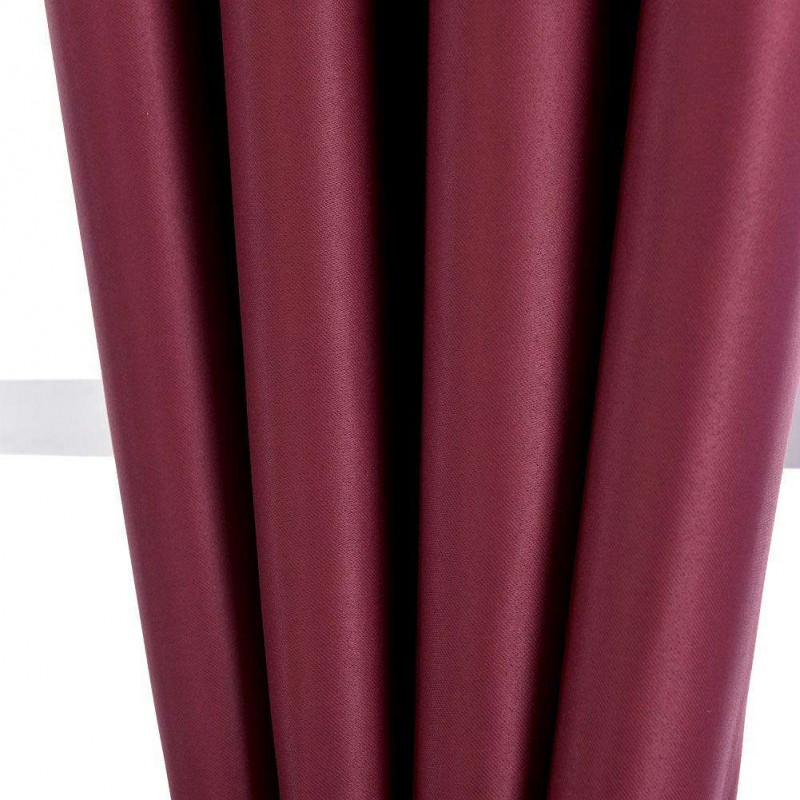 Solid Blackout Shading Window Punching Curtain Purdah Home Decor(Wine Red)