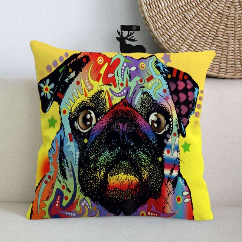 Dog Print Water Absorption Breathable Pillowcase Cushion Cover Home Decor(A