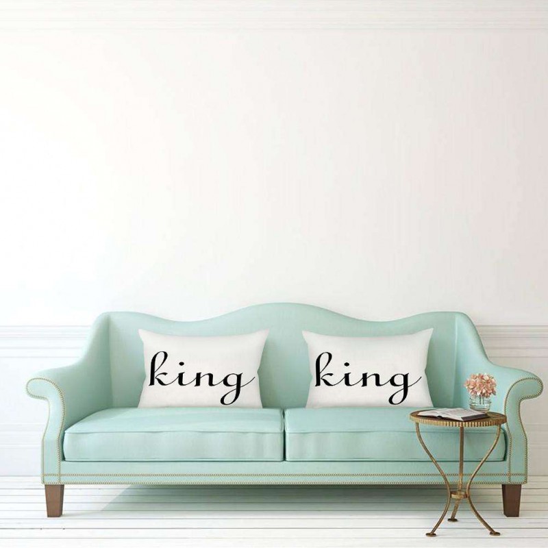 Letter Breathable Sofa Cushion Pillow Cover Pillowcase Home Car Decor(King)