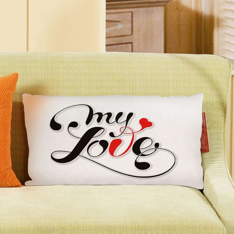 Letter Print Breathable Cushion Cover Pillowcase Home Car Decor(My Love)