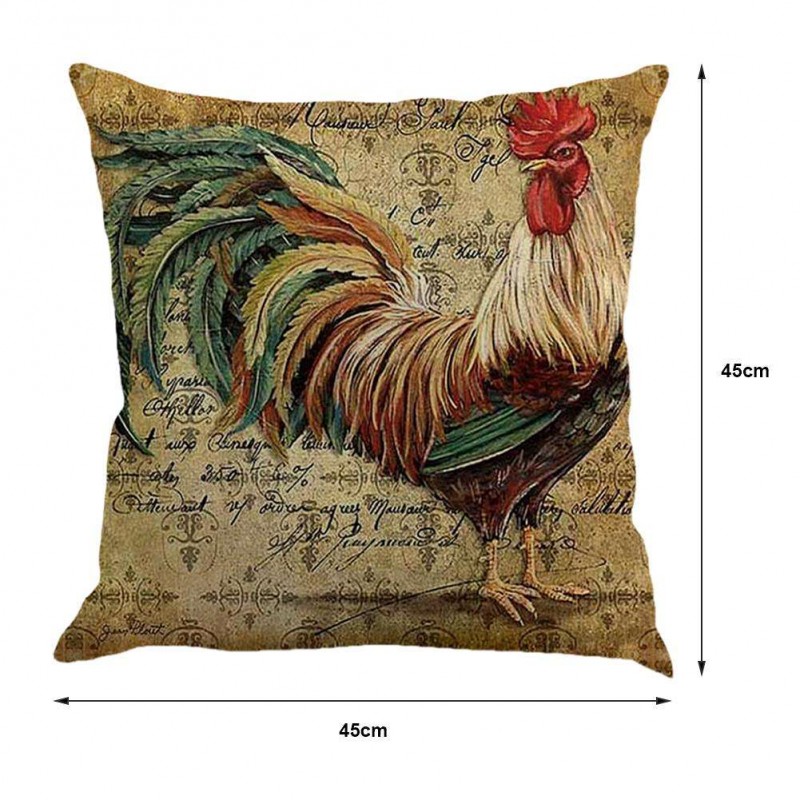 Home Decor Cushion Cover Cock Pillowcase Cotton Linen Pillow Covers (A)