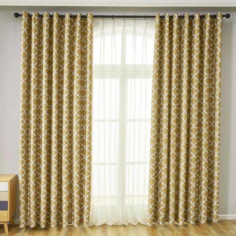 1 x 2.5m Ellipse Printed Blackout Window Curtain Shading Cover (Yellow)