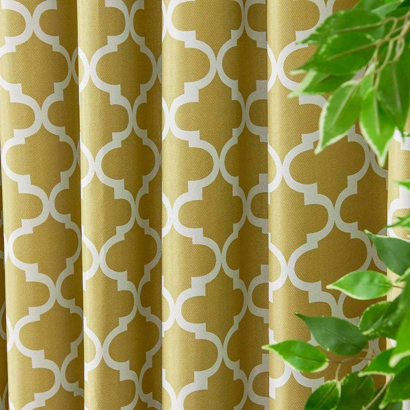 1 x 2.5m Ellipse Printed Blackout Window Curtain Shading Cover (Yellow)