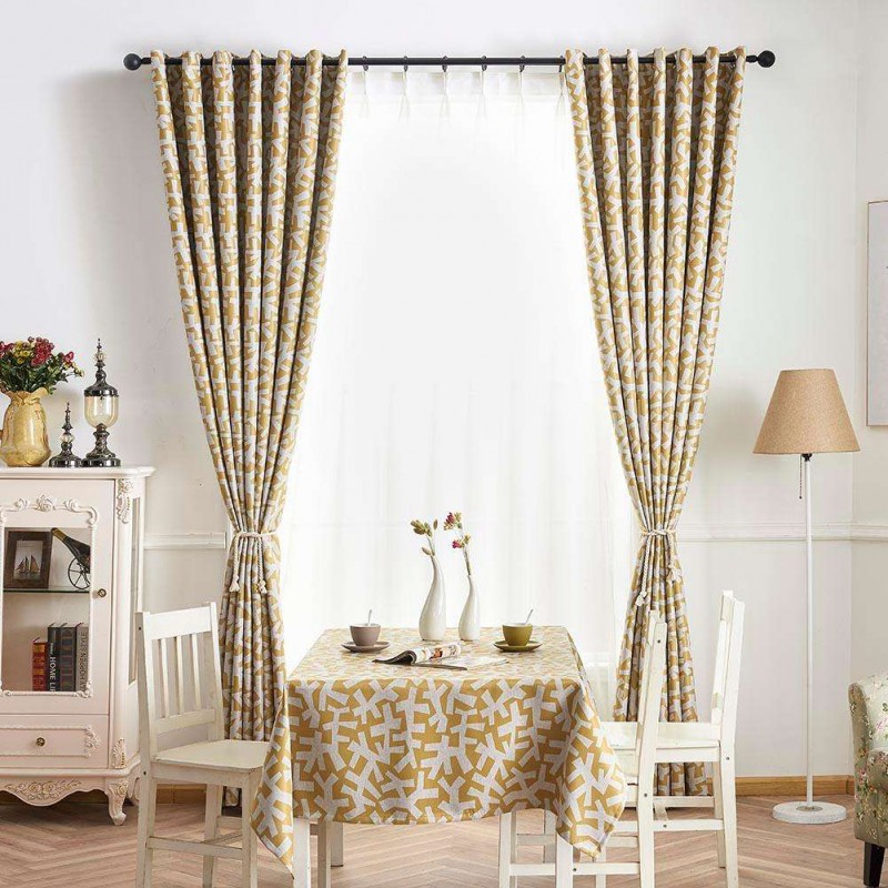 Print Shading Window Curtain Blinds Finished Drapes for Home Decor(Yellow)