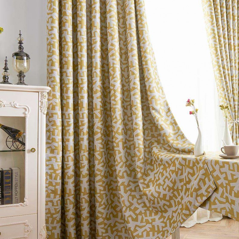 Print Shading Window Curtain Blinds Finished Drapes for Home Decor(Yellow)