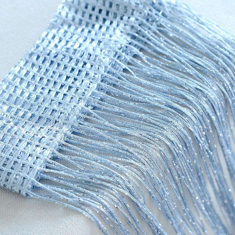 Shiny Tassel Silver Line String Curtain Window Divider Valance/Gray Blue