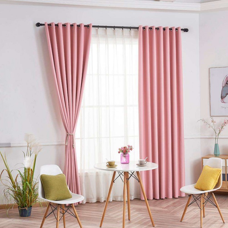 Modern Blackout Curtains for Window Blinds Drapes for Living Room(Pink)