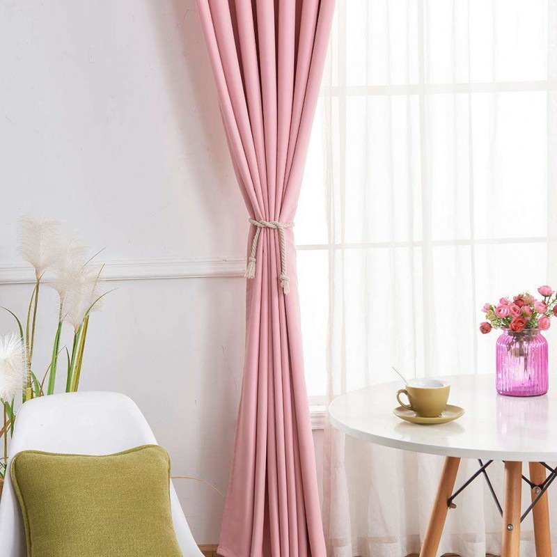 Modern Blackout Curtains for Window Blinds Drapes for Living Room(Pink)