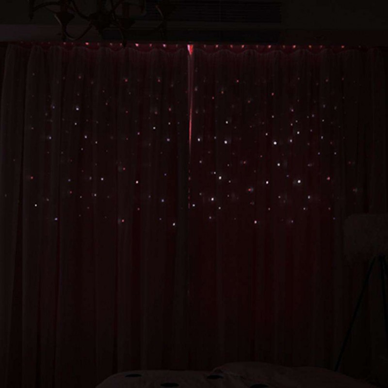 1pc Hollowed Star Shading Window Curtain Drapes Purdah for Living Room(Pink