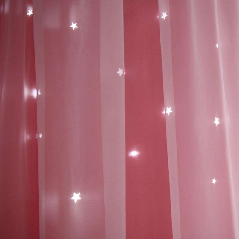 1pc Hollowed Star Shading Window Curtain Drapes Purdah for Living Room(Pink