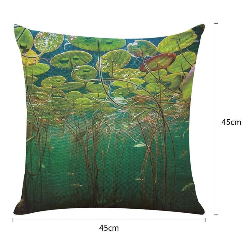 Lotus Leaf Pillow Case Cotton Linen Cushion Cover Bedroom Sofa Car Decor(2)