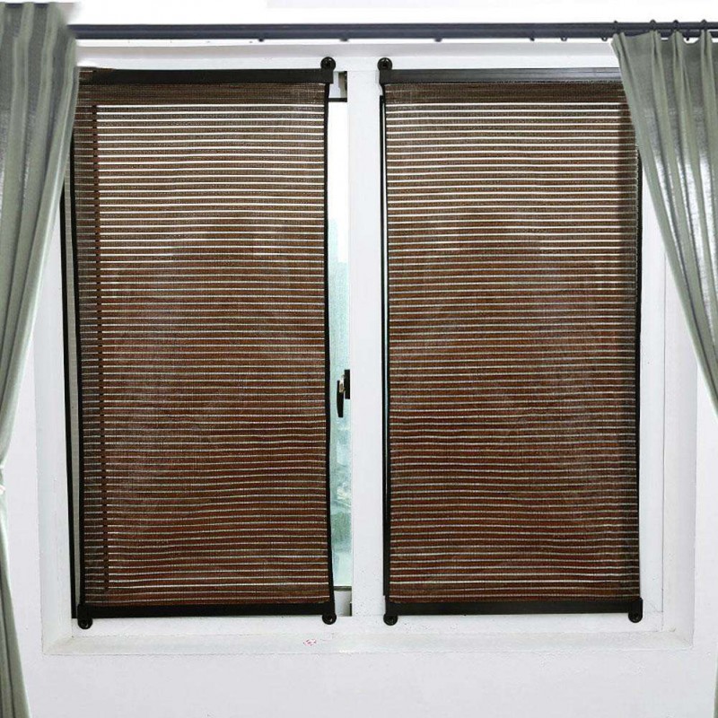 Balcony Window Sunshade Sunscreen Curtain Shutter Partition Purdah(Brown)