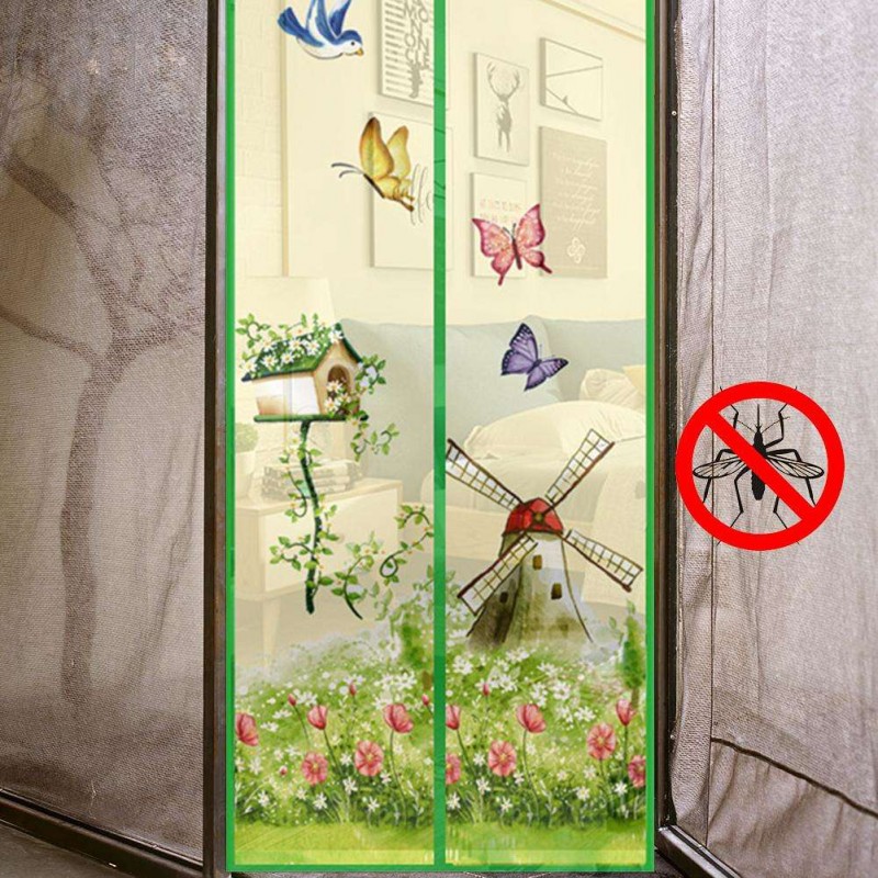 Magnetic Curtains Door Screen Anti-Mosquito Curtain Mosquito Net(Green)