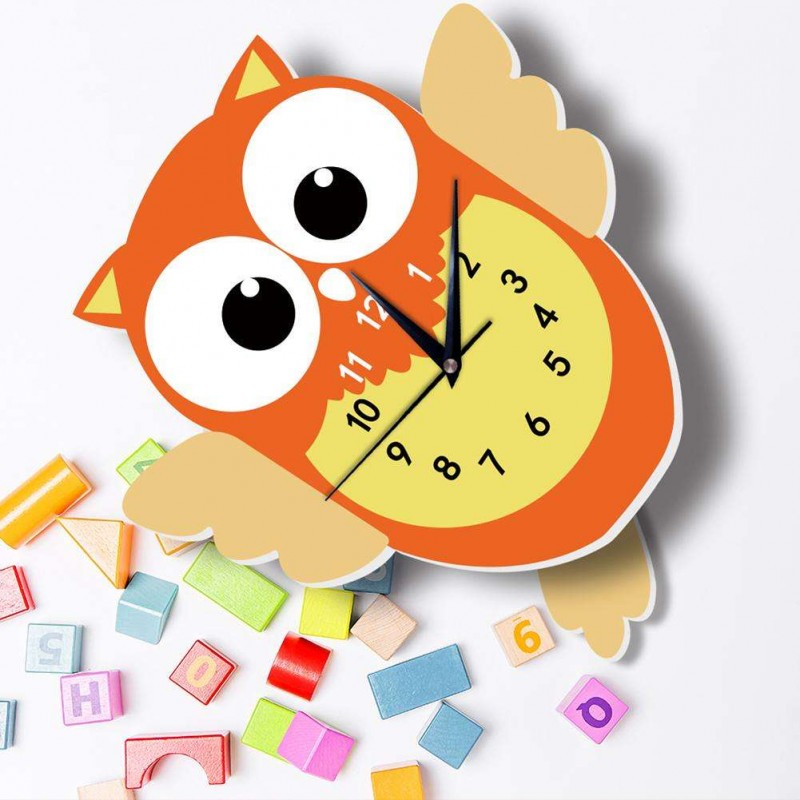 Cartoon Animal Wooden Wall Clock Bedroom Living Room Silent Hanging Clock