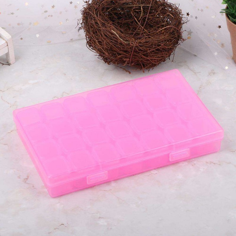 28 Grids Storage Box Plastic Nail Tools Jewelry Case Organizer Holder (Rose