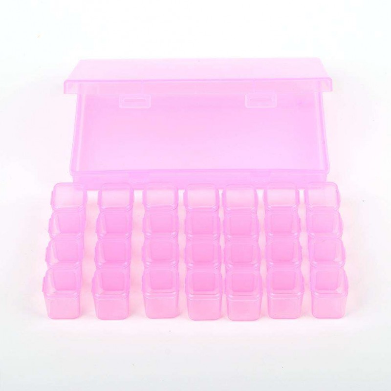 28 Grids Storage Box Plastic Nail Tools Jewelry Case Organizer Holder (Rose