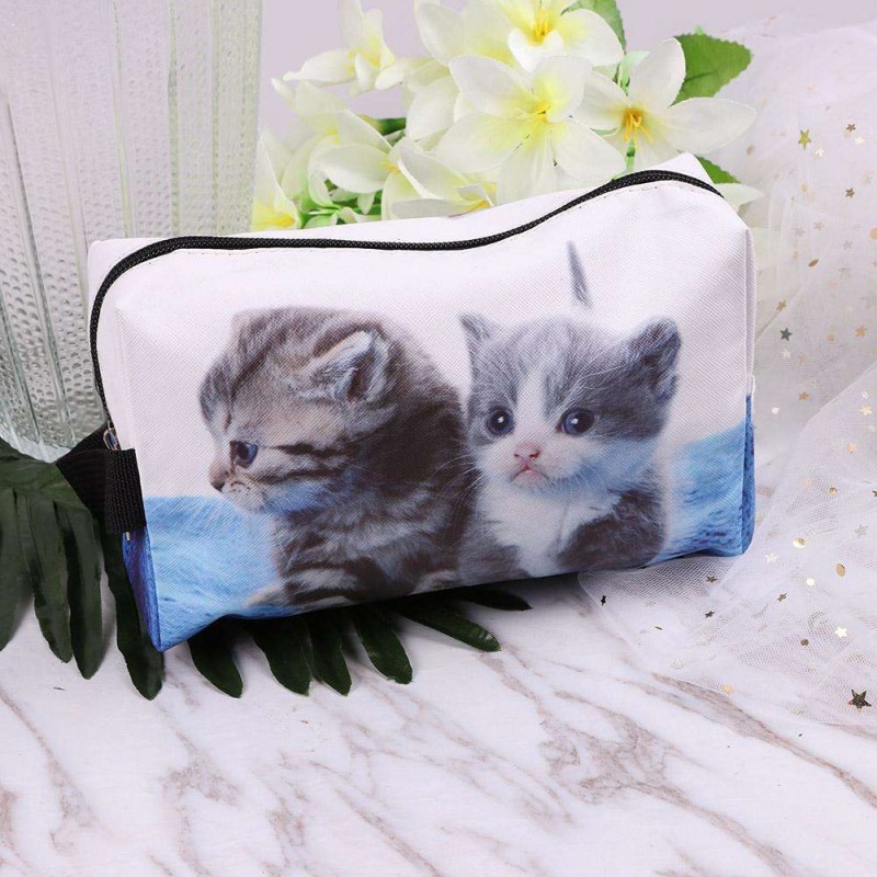 Fashion Women Waterproof 3D Cat Print Clutch Casual Makeup Bags (51181025E)