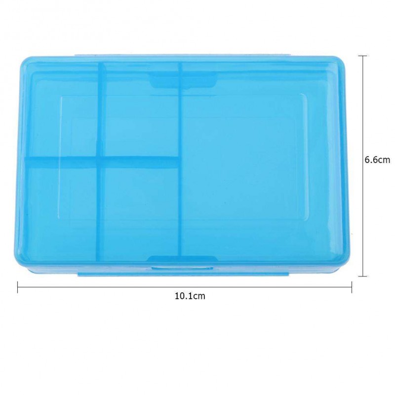 6 Grid Plastic Transparent Box Jewelry Part Fixed Case Storage Boxes (Blue