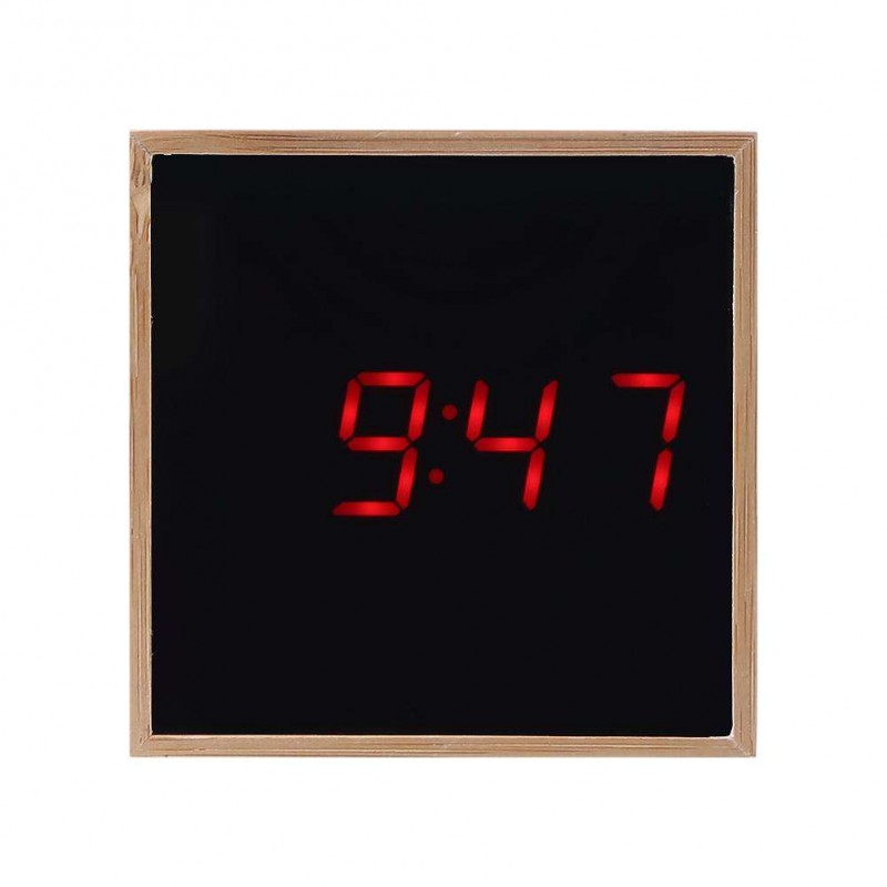 USB Wood LED Sound Control Alarm Clock Thermometer Timer Calendar Display