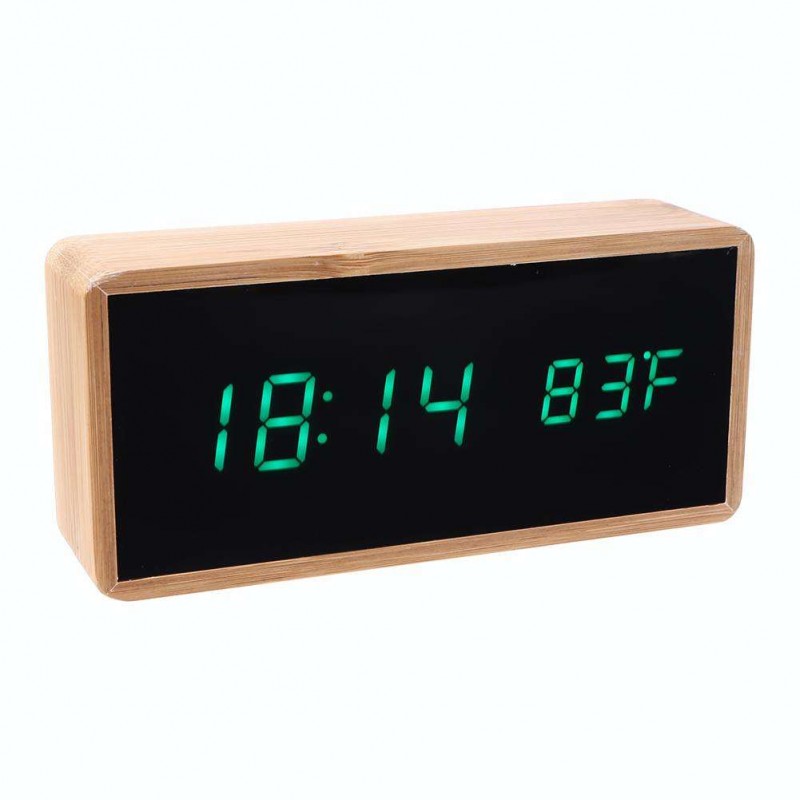 USB LED Sound Control Alarm Clock Thermometer Timer Calendar Display (Green