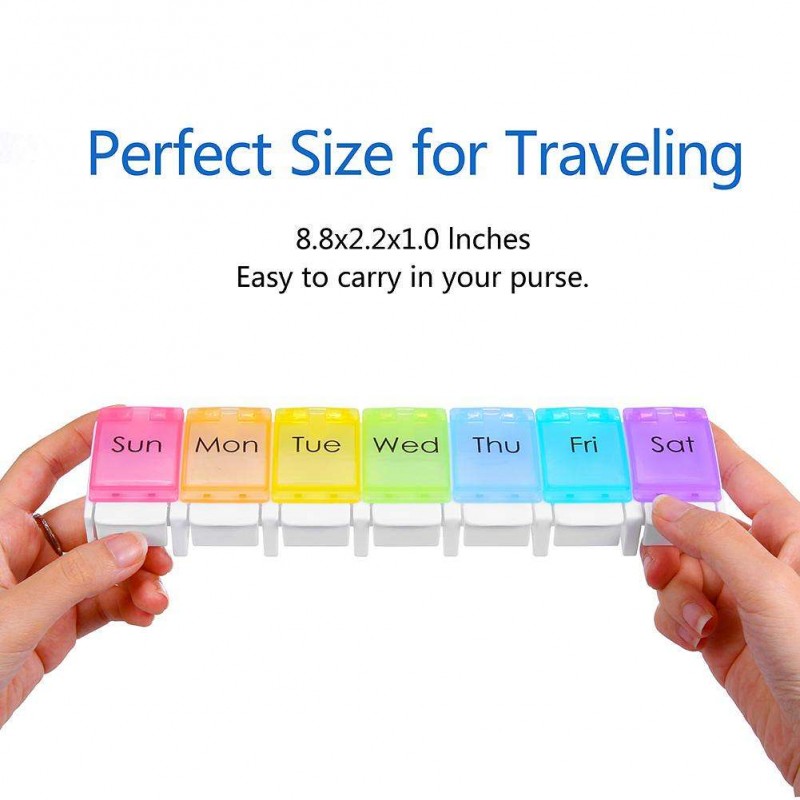 Weekly Pill Organizer 7 Days Press Button Tablet Pill Box Case Container