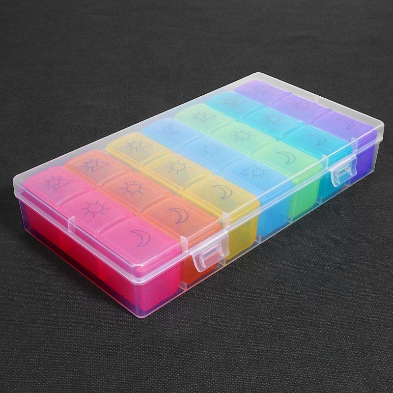 7 Days Weekly Pill Organizer Plastic Tablet Dispenser Medicine Container