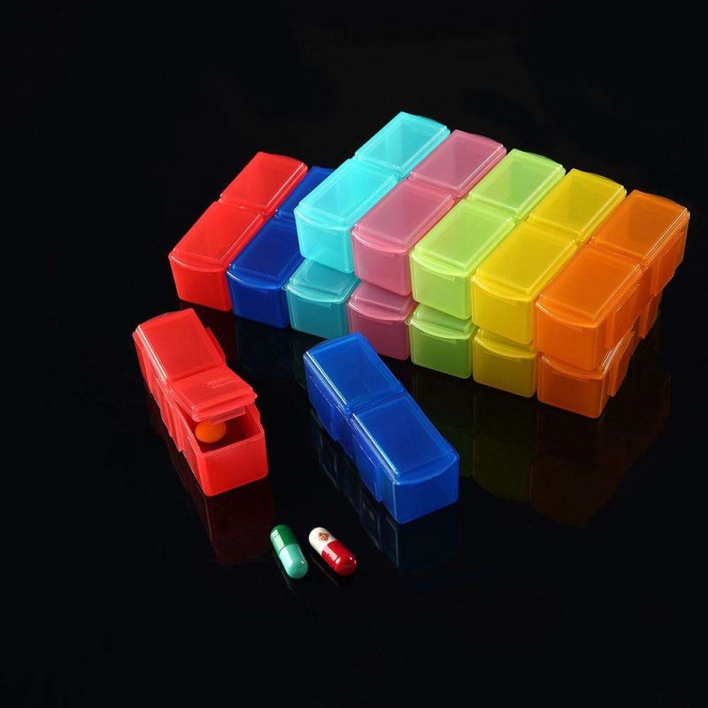 14 Grids 7 Day Detachable Pill Storage Box Weekly Pill Case Organizer Box