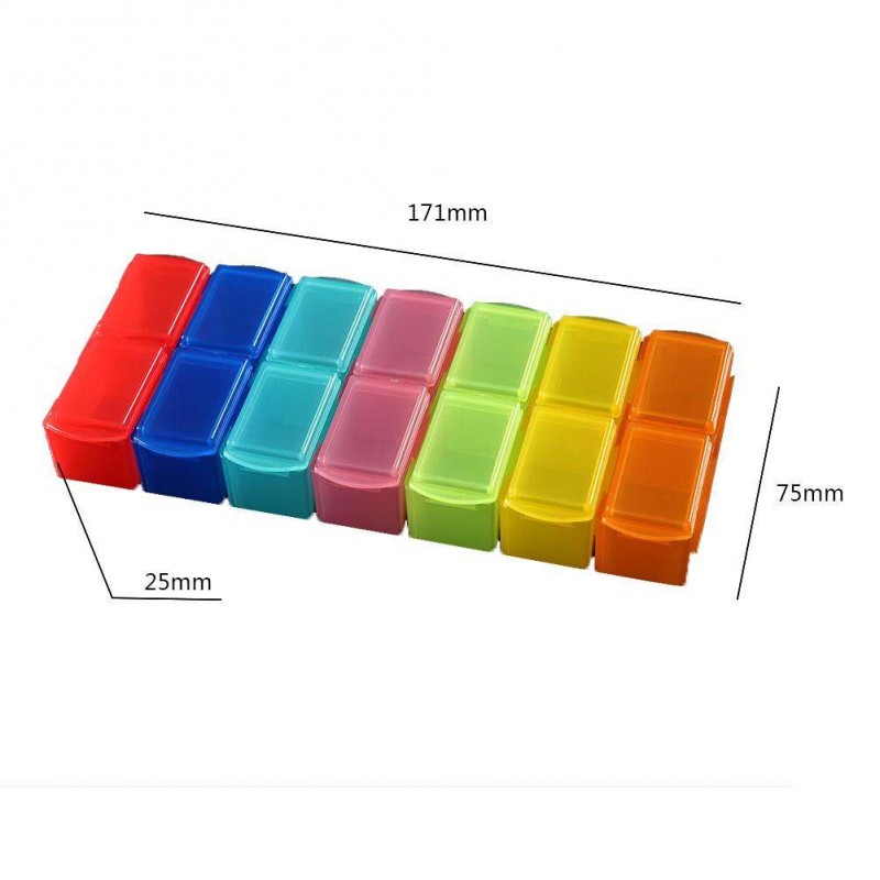 14 Grids 7 Day Detachable Pill Storage Box Weekly Pill Case Organizer Box