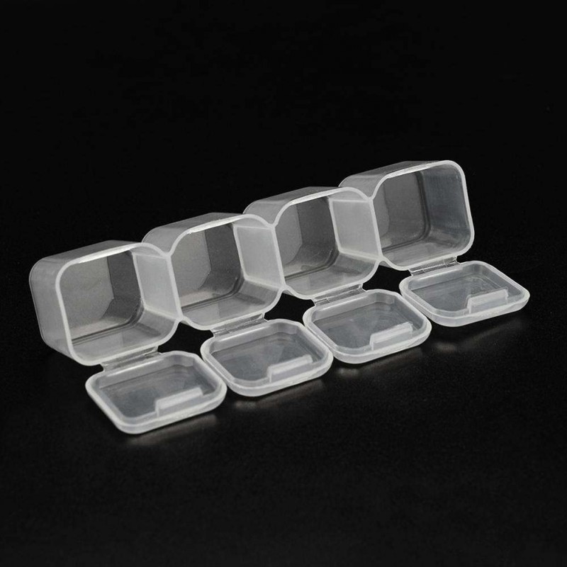 4 Grids Transparent Plastic Box Pill Beads Jewelry Storage Cases Organizer