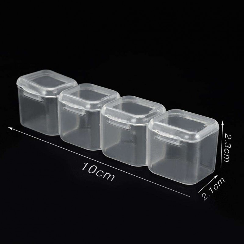 4 Grids Transparent Plastic Box Pill Beads Jewelry Storage Cases Organizer