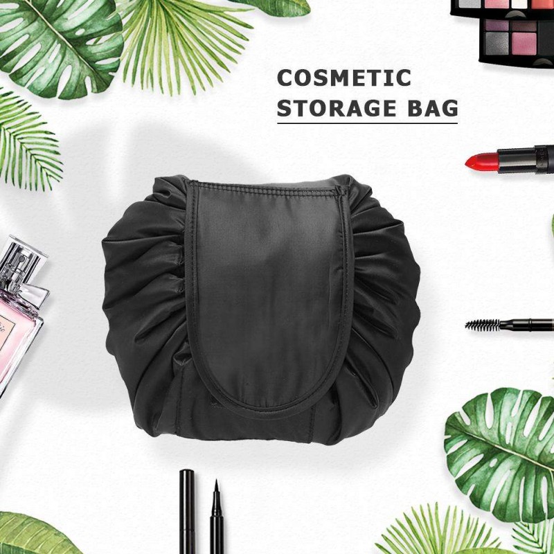 Waterproof Large Capacity Cosmetic Bag Drawstring Makeup Case Bags (Black