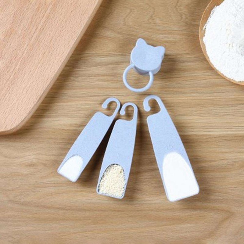 4pcs/set Milk Powder Scoops Seasonings Measuring Spoons Baking Tool (Blue)