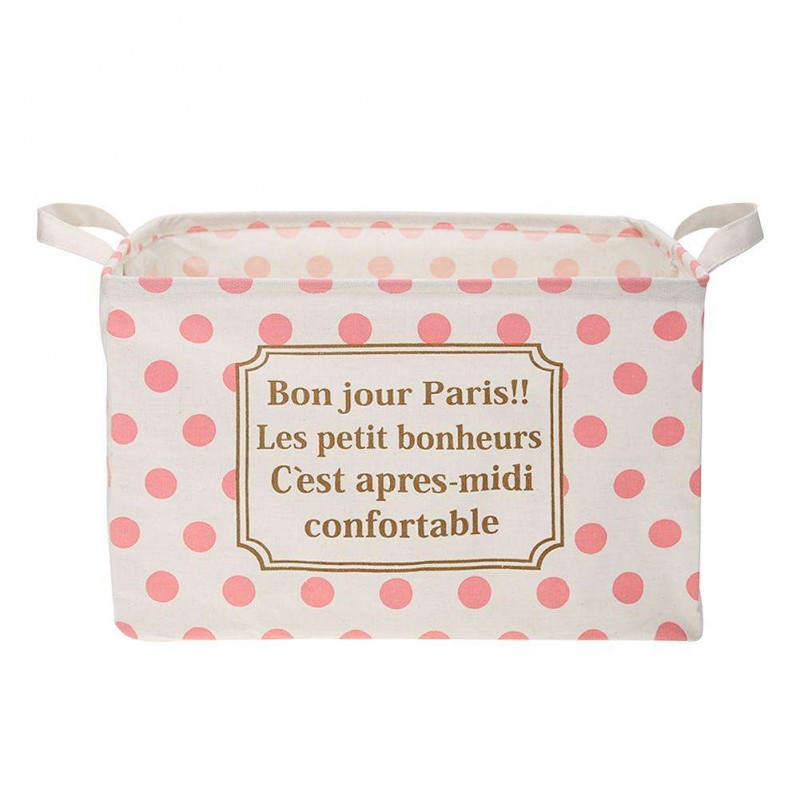 Folding Dots Print Square Laundry Basket...