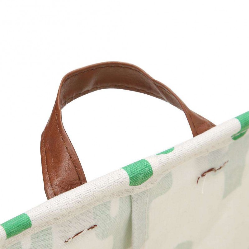 Cactus Print Folding Canvas Square Storage Basket Clothes Laundry Organizer