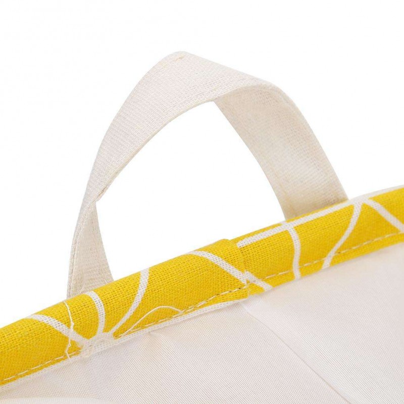 Folding Drawstring Square Storage Basket Large Toy Laundry Organizer(Yellow