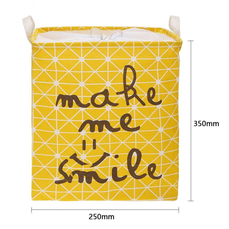 Folding Drawstring Square Storage Basket Large Toy Laundry Organizer(Yellow