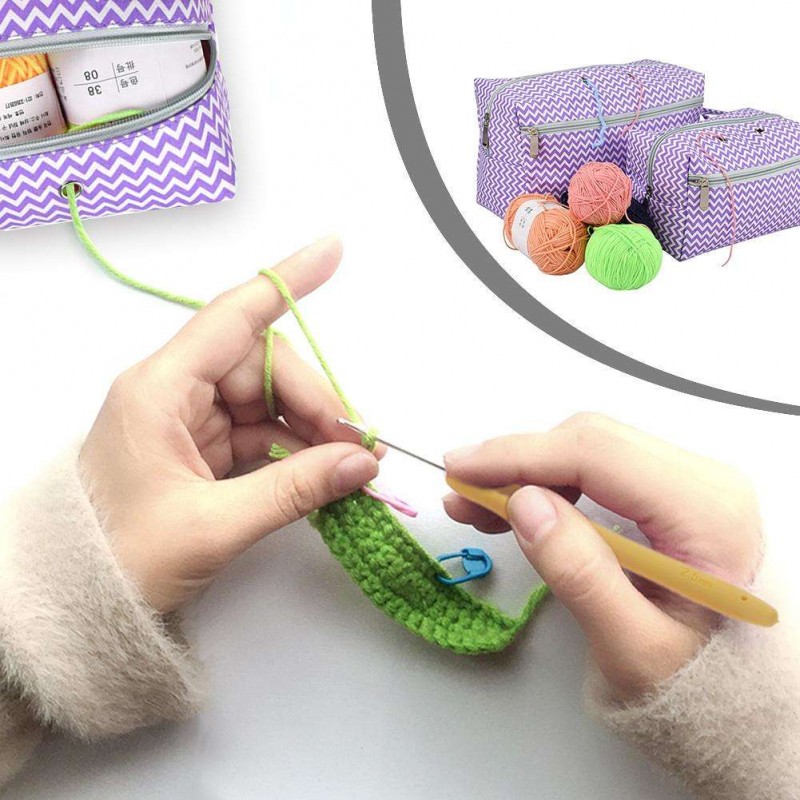 Crochet Hooks Knitting Yarn Portable Storage Bag Carring Case Holder (S)